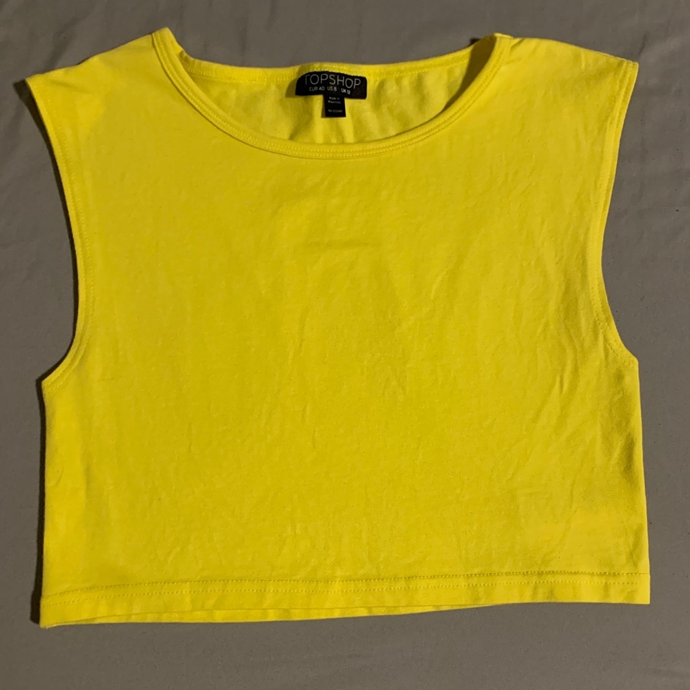 TOP SHOP Size 8 or Small Bright Yellow Fitted Crop
